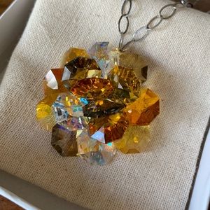 Autumn colored Crystal pendant necklace